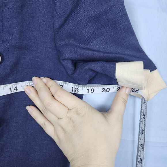 Vtg 80s? Sailor Stewardess Retro Linen Blend David Warren Dress Faux Wrap Sz 8 - Picture 13 of 14